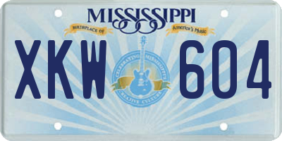 MS license plate XKW604