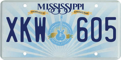 MS license plate XKW605