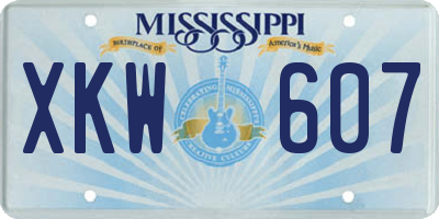 MS license plate XKW607