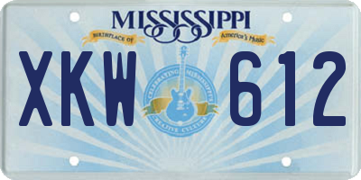 MS license plate XKW612