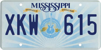 MS license plate XKW615