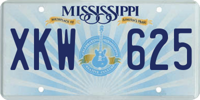 MS license plate XKW625