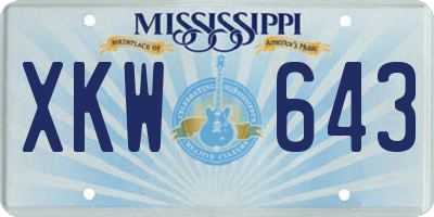 MS license plate XKW643