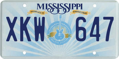 MS license plate XKW647