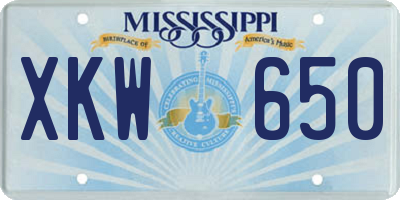 MS license plate XKW650