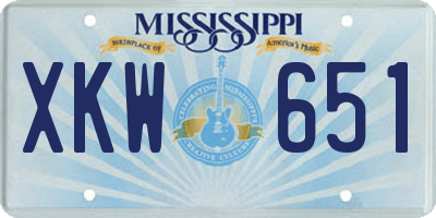 MS license plate XKW651