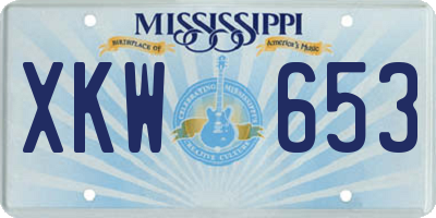 MS license plate XKW653