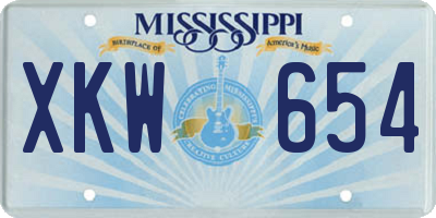 MS license plate XKW654