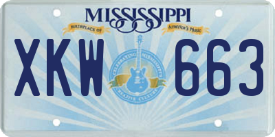 MS license plate XKW663
