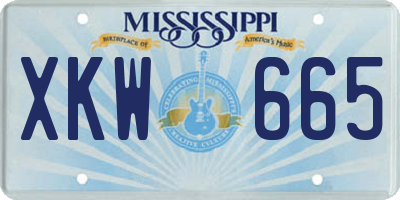 MS license plate XKW665