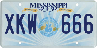 MS license plate XKW666