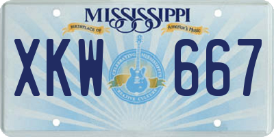 MS license plate XKW667