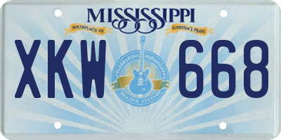 MS license plate XKW668
