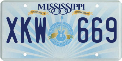 MS license plate XKW669