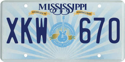 MS license plate XKW670