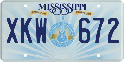 MS license plate XKW672