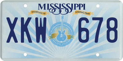 MS license plate XKW678