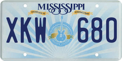 MS license plate XKW680