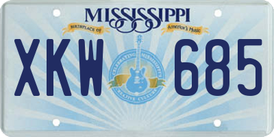 MS license plate XKW685