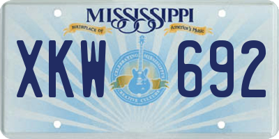 MS license plate XKW692