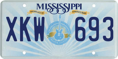 MS license plate XKW693