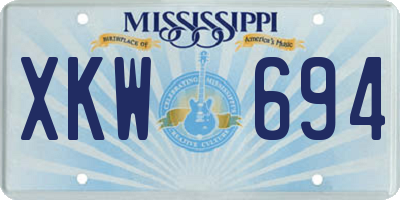MS license plate XKW694