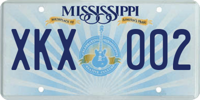 MS license plate XKX002