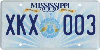 MS license plate XKX003