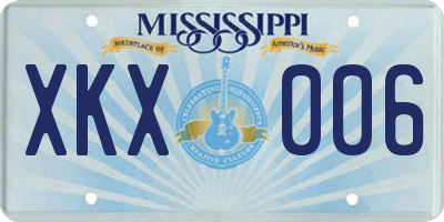 MS license plate XKX006