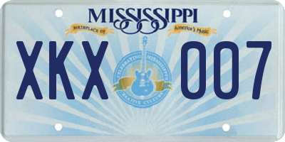 MS license plate XKX007