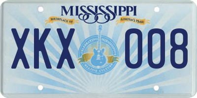 MS license plate XKX008