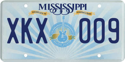 MS license plate XKX009