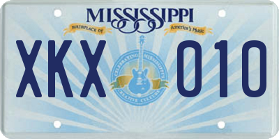 MS license plate XKX010
