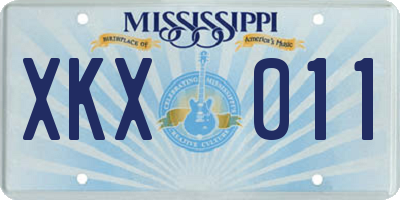 MS license plate XKX011