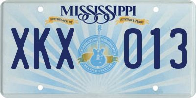MS license plate XKX013
