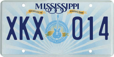 MS license plate XKX014