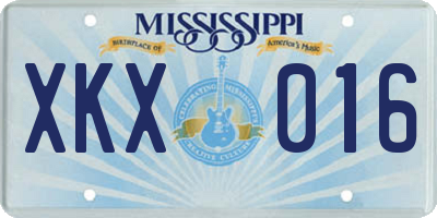 MS license plate XKX016