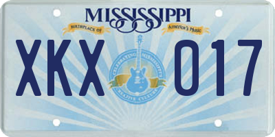 MS license plate XKX017