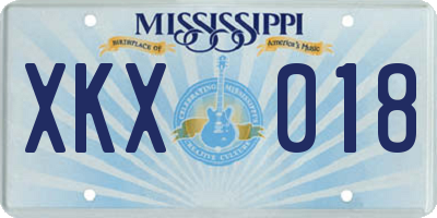 MS license plate XKX018