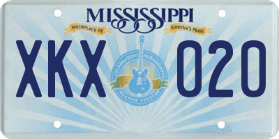 MS license plate XKX020
