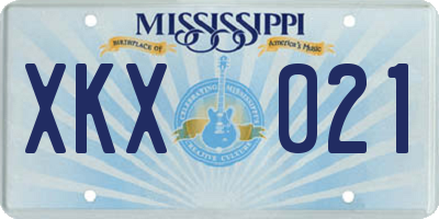 MS license plate XKX021