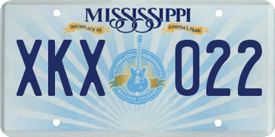 MS license plate XKX022