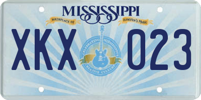 MS license plate XKX023