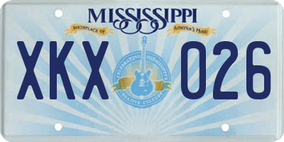 MS license plate XKX026