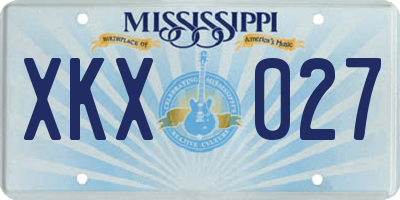 MS license plate XKX027