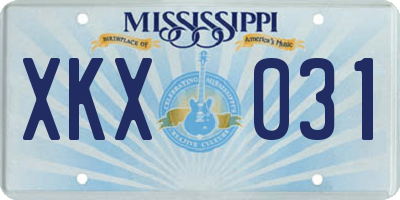 MS license plate XKX031