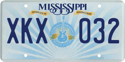 MS license plate XKX032