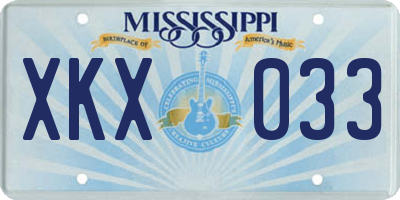 MS license plate XKX033