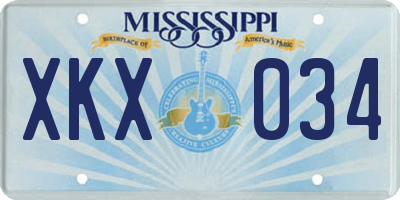 MS license plate XKX034