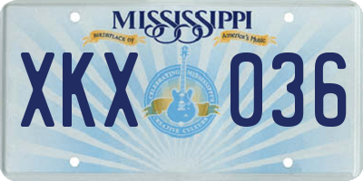 MS license plate XKX036